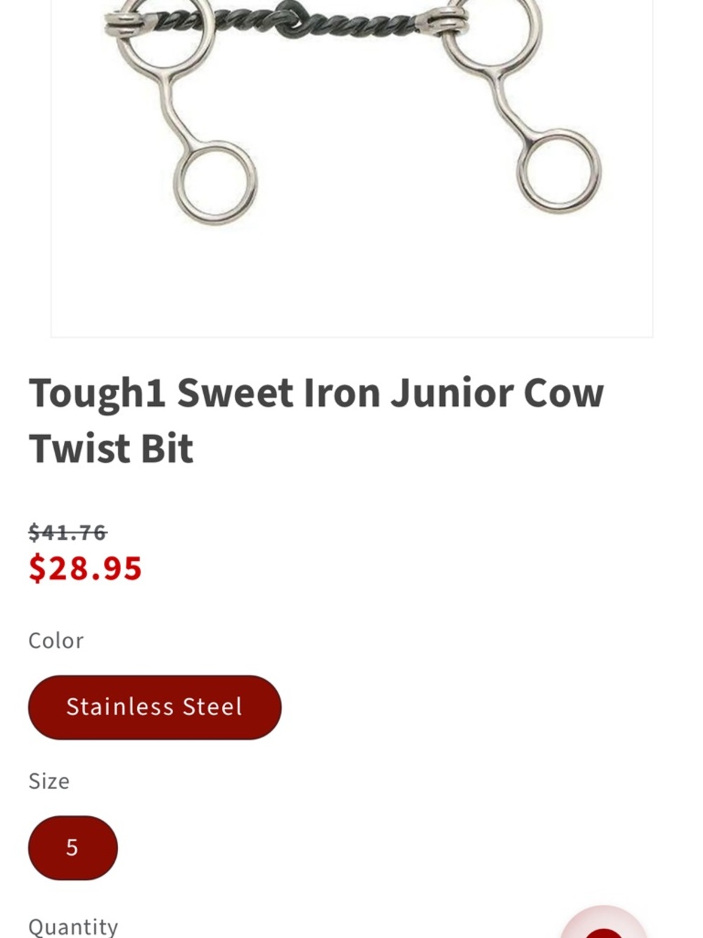 Tough1 Sweet Iron Junior Cow Twist Bit - Stainless Steel